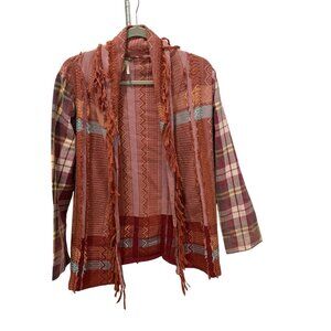 Buckle BKE Boho Knit Cardigan With Fringe Patterns Womens Open Front Size small
